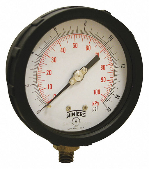K4215 Pressure Gauge 4 Dial Size Yellow