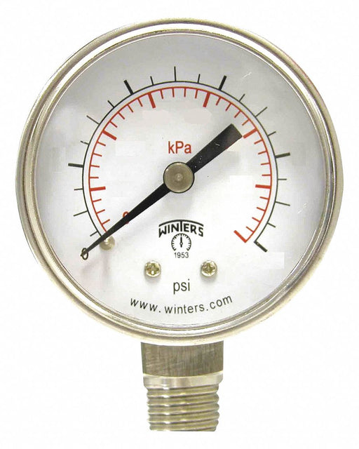 Pressure Gauge 1-1/2 Dial Size Silver