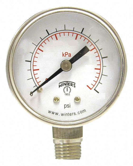 Pressure Gauge 1-1/2 Dial Size Silver