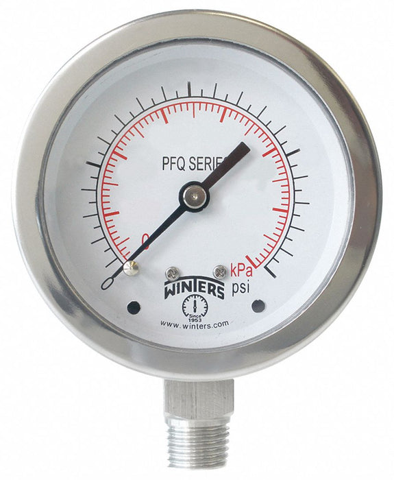 Pressure Gauge 2-1/2 Dial Size Silver
