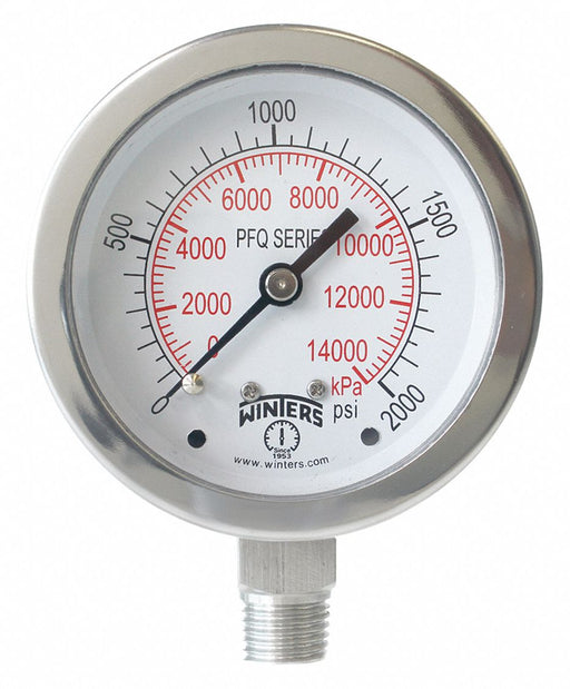Pressure Gauge 2-1/2 Dial Size Silver