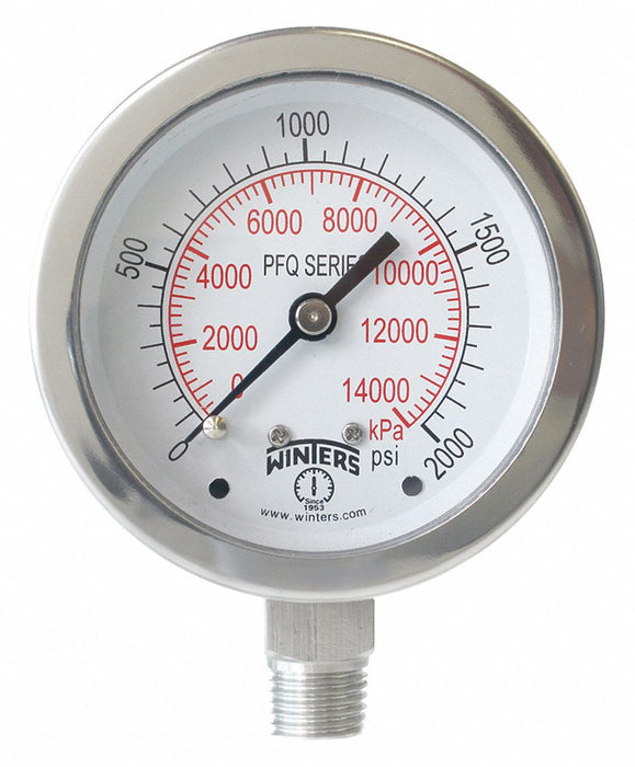 N0148 Pressure Gauge 2-1/2 Dial Size Silver