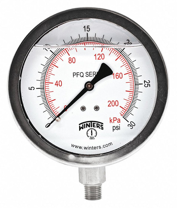 Pressure Gauge 4 Dial Size Silver