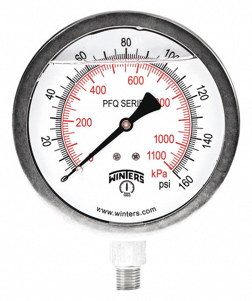 Pressure Gauge 4 Dial Size Silver