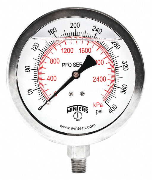 N0154 Pressure Gauge 4 Dial Size Silver