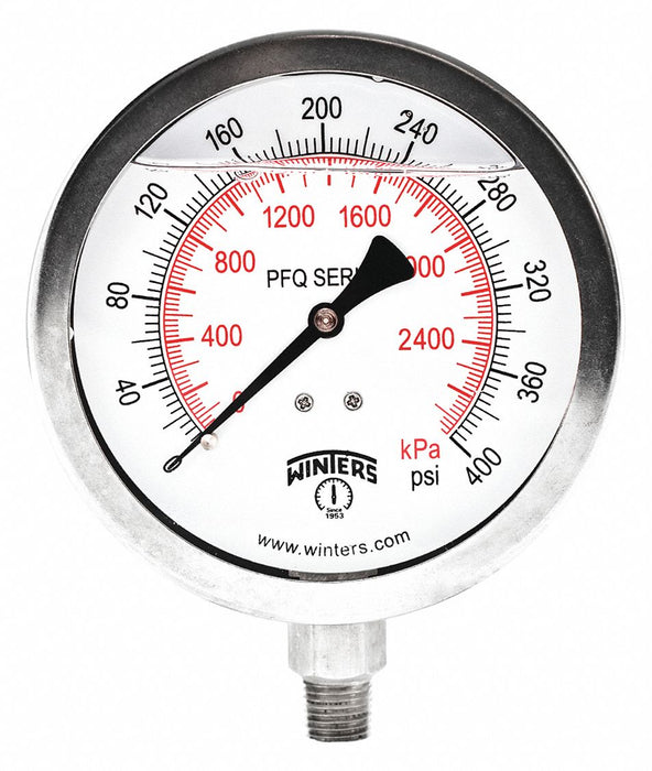 N0154 Pressure Gauge 4 Dial Size Silver