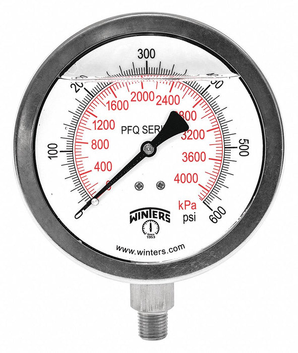N0154 Pressure Gauge 4 Dial Size Silver