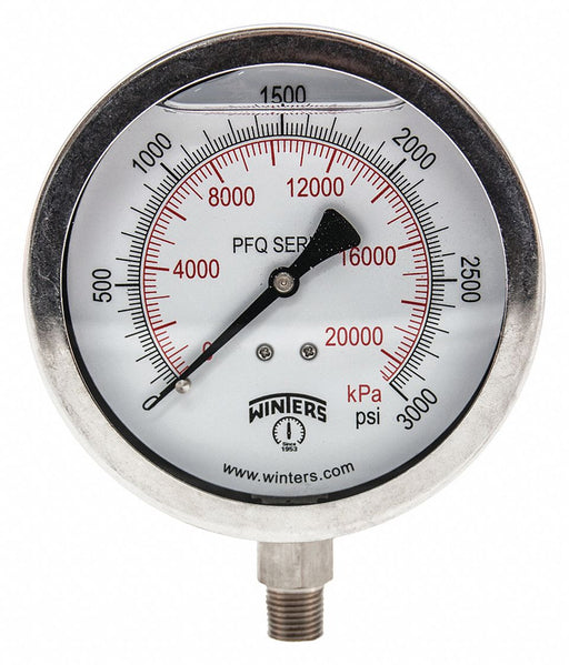 N0154 Pressure Gauge 4 Dial Size Silver