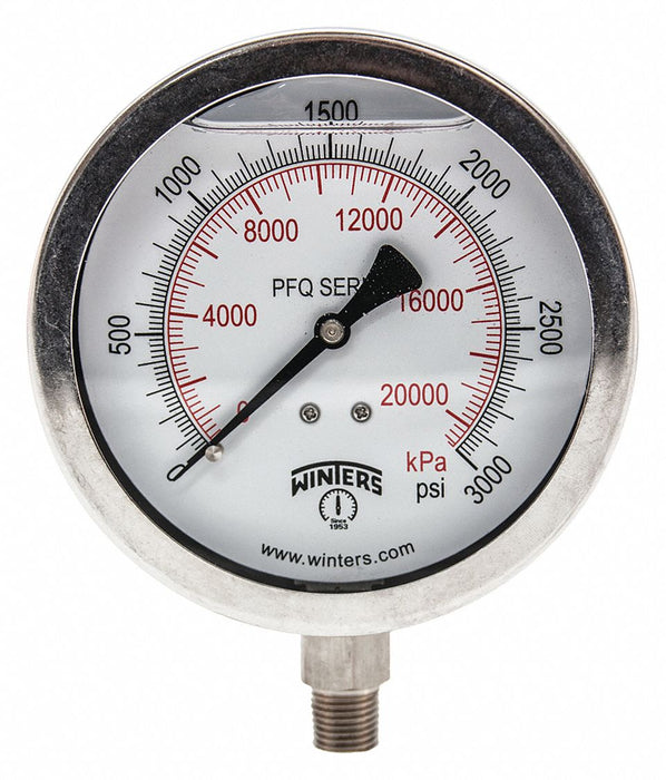 N0154 Pressure Gauge 4 Dial Size Silver