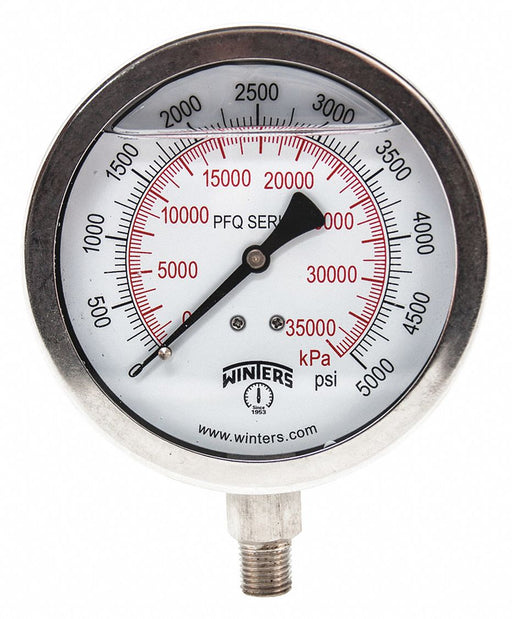 Pressure Gauge 4 Dial Size Silver