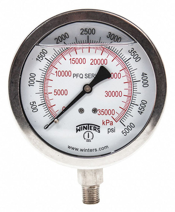 N0154 Pressure Gauge 4 Dial Size Silver