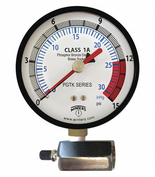 K4558 Pressure Gauge 4 Dial Size Black