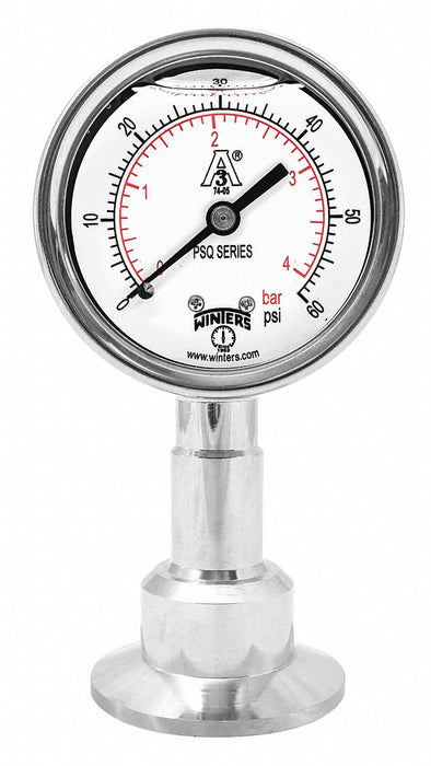 N1089 Pressure Gauge 2-1/2 Dial Size Silver