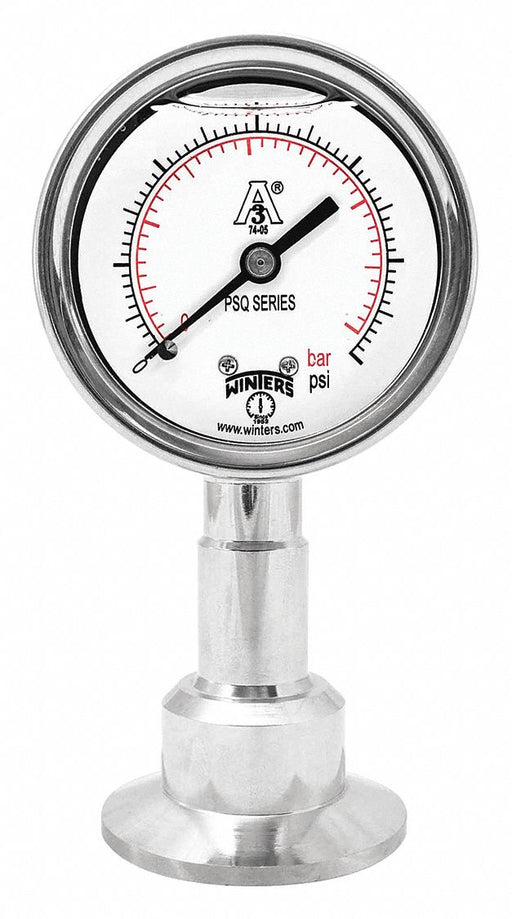 Pressure Gauge 2-1/2 Dial Size Silver