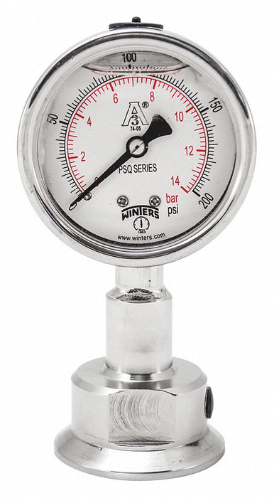 N1089 Pressure Gauge 2-1/2 Dial Size Silver
