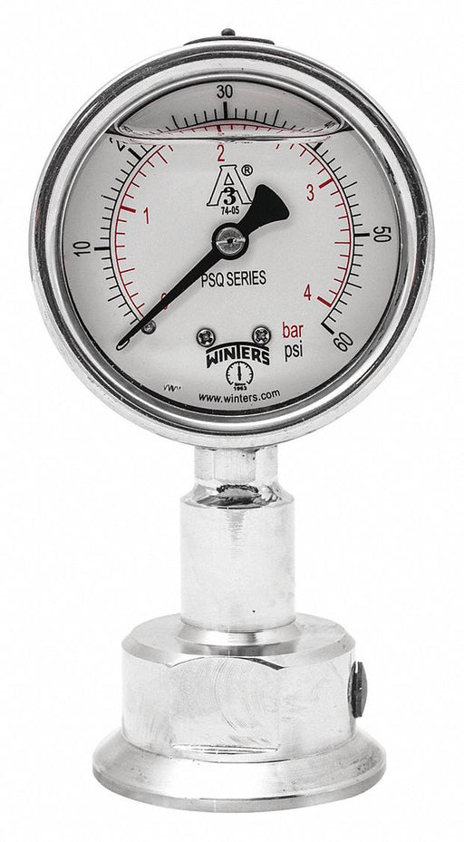 Pressure Gauge 2-1/2 Dial Size Silver