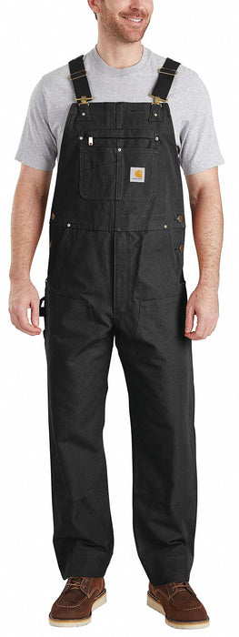 J7523 Bib Overalls 42 Waist Sz 32 Inseam Blk