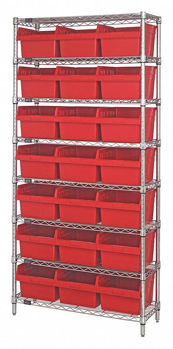 Bin Shlvng 36inx74inx18in Red