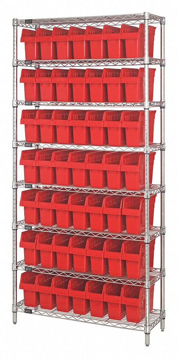 Bin Shlvng 36inx74inx12in Red