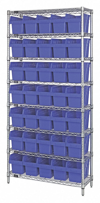Bin Shlvng 36inx74inx12in Blue
