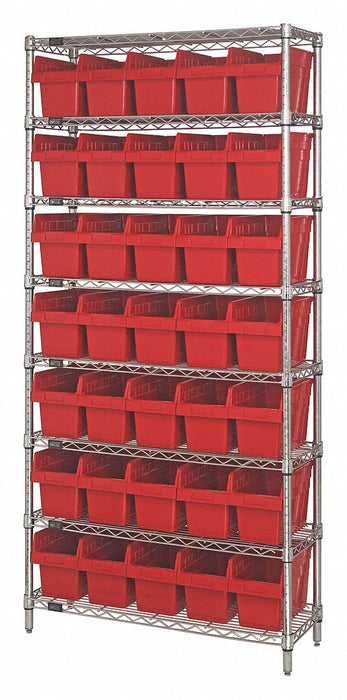 Bin Shlvng 36inx74inx12in Red