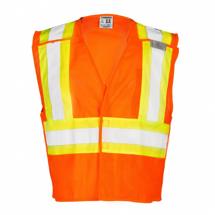 E6648 Vest ANSI 2 S Orange/Red Polyester Mesh