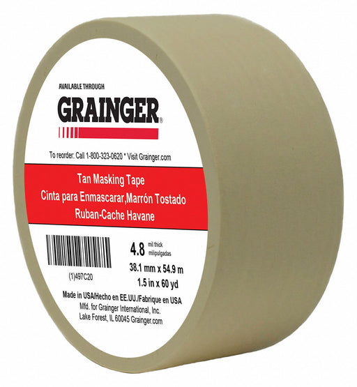 Masking Tape 1 1/2 W 60 yd L Tan