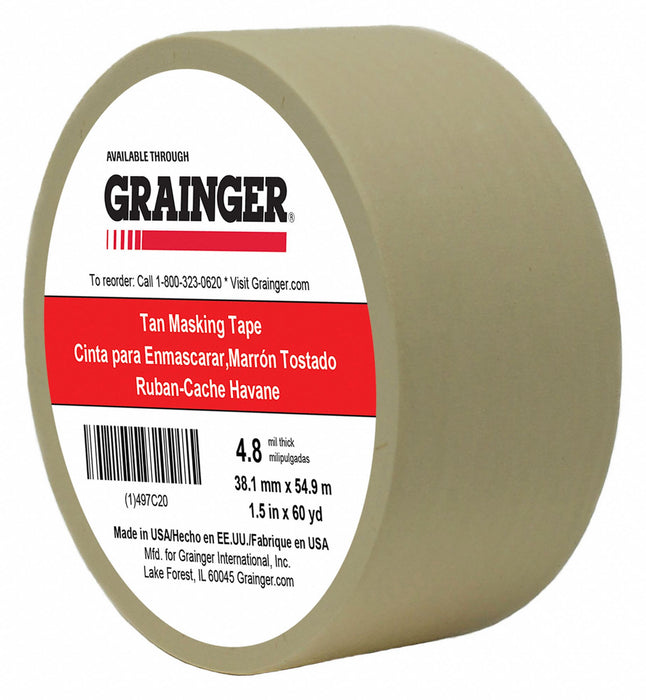 Masking Tape 1 1/2 W 60 yd L Tan