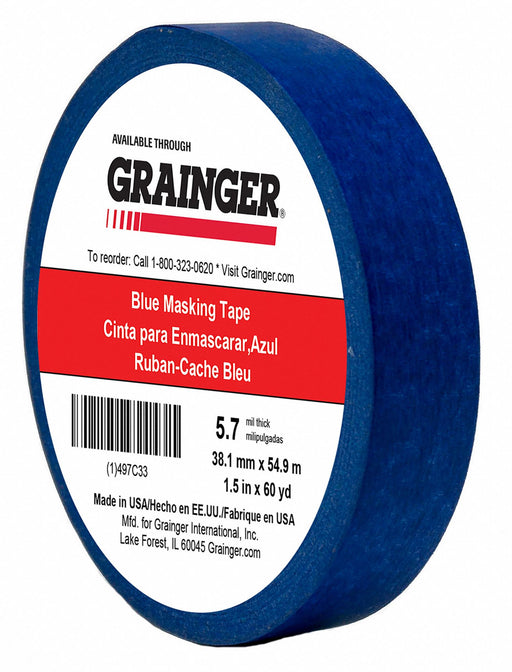 Masking Tape 1 1/2 W 60 yd L Blue