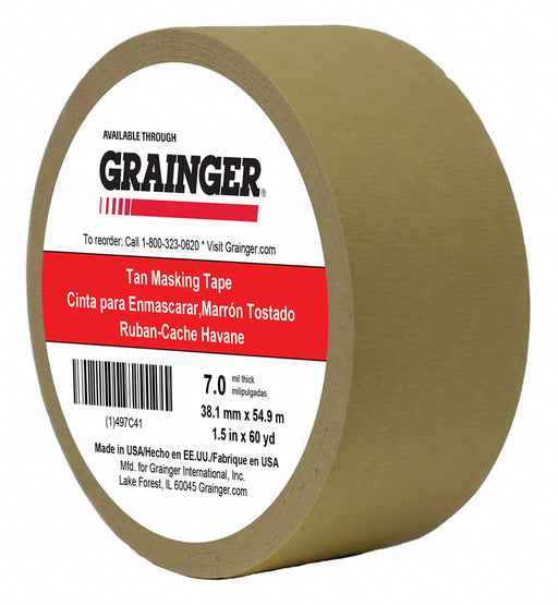 Masking Tape 1 1/2 W 60 yd L Tan