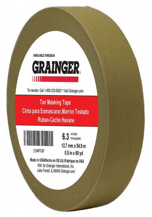 Masking Tape 1/2 W 60 yd L Tan