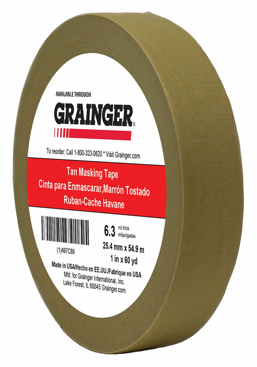 Masking Tape 1 W 60 yd L Tan
