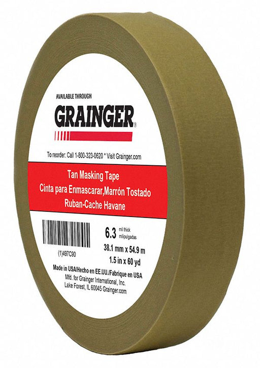 Masking Tape 1 1/2 W 60 yd L Tan