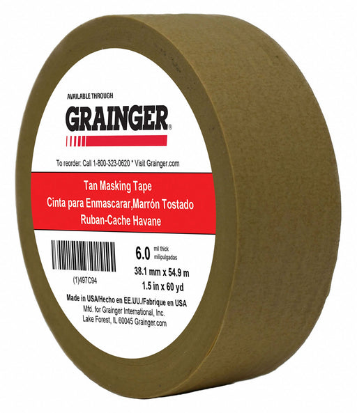 Masking Tape 1 1/2 W 60 yd L Tan
