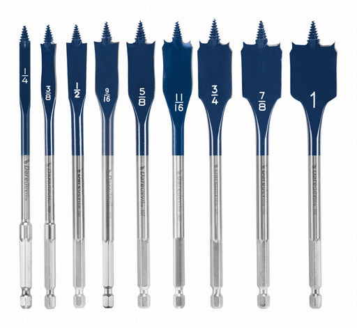 Spade Blade Drill Set 9pc Carbon Steel