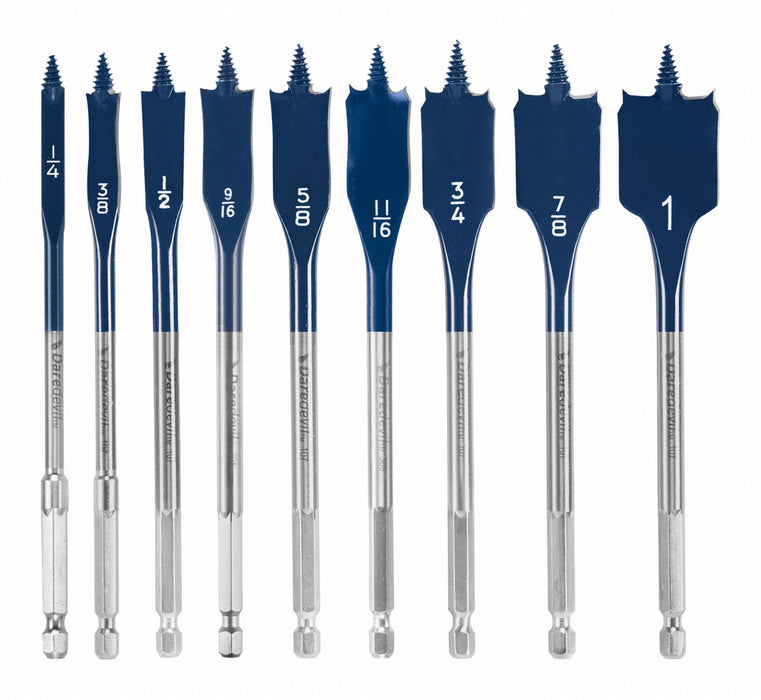 Spade Blade Drill Set 9pc Carbon Steel