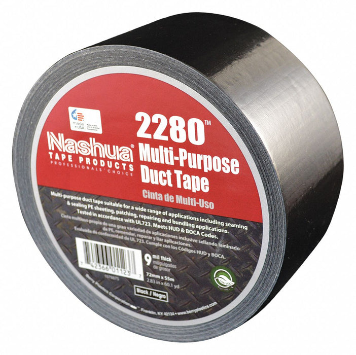 Duct Tape Black 60 yd L 2-3/4 in W