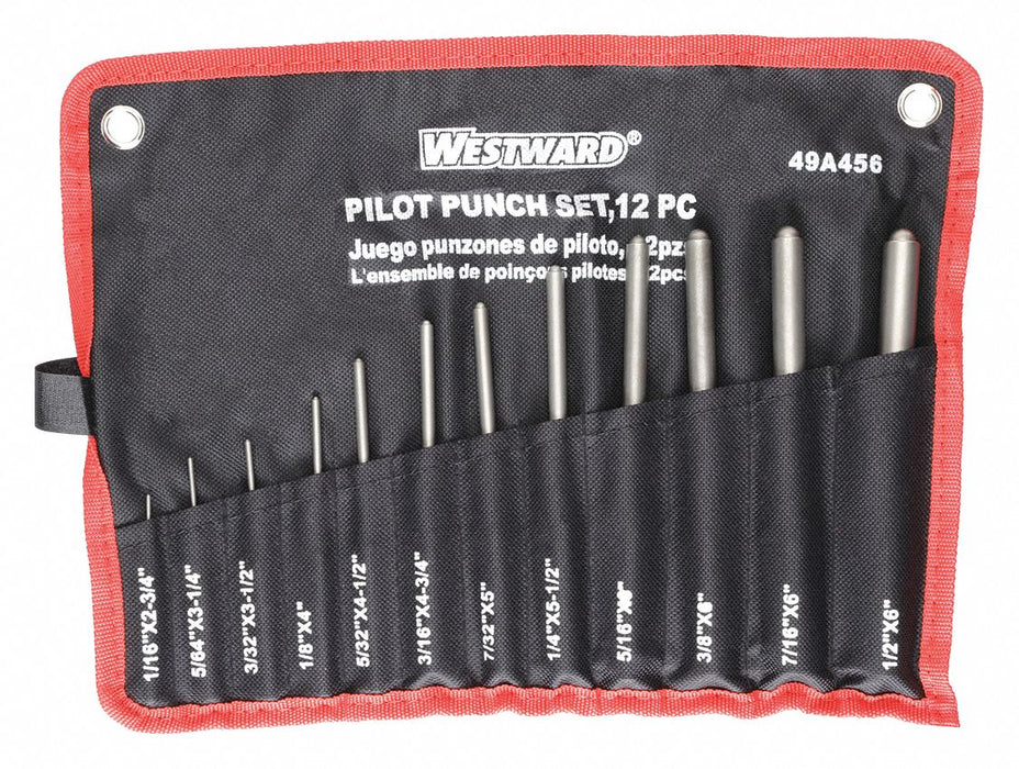 Pilot Punch Set Alloy Steel 12 Pc