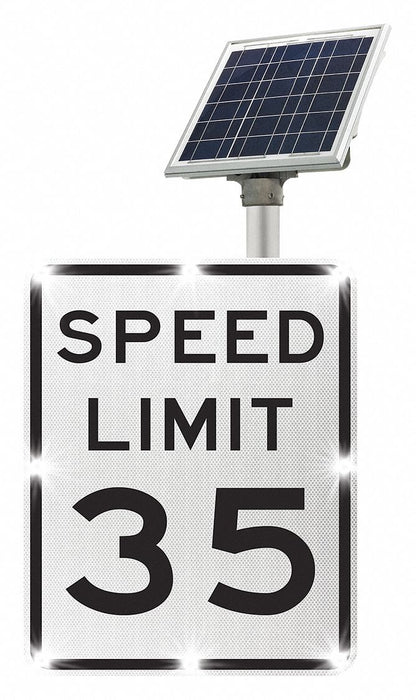 LED Speed Limit Sign White Solar