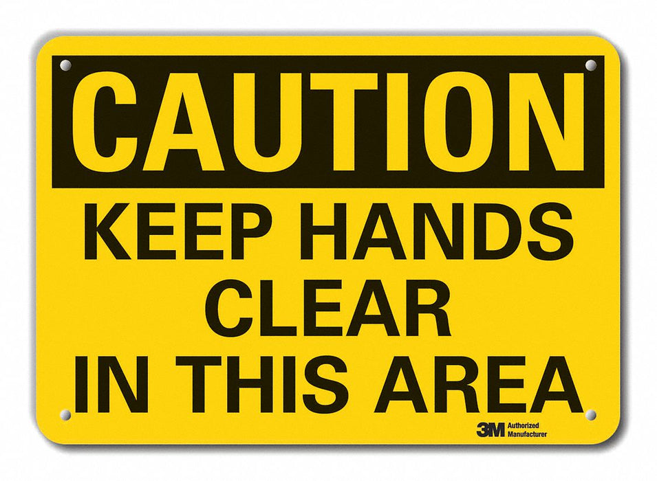 Rflct Keep Hands Clear Caut Sign 10x14in