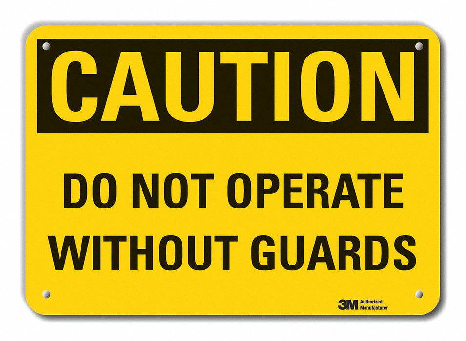 Rflct Machine Guard Caution Sign 10x14in