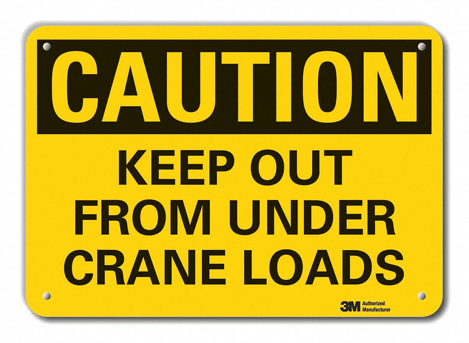 Rflct Crane Hoists Caution Sign 10x14in