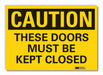 Door Instruction Caution Label 5x7in