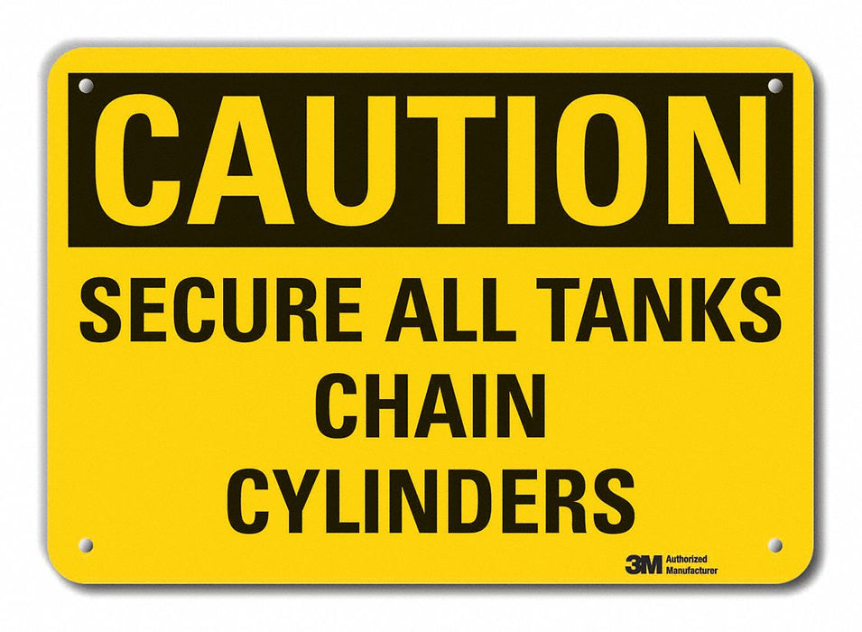 Rflct Cyl Handling Caution Sign 7x10in