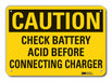 Rflct Batt. Hzrd Caution Sign 7x10in