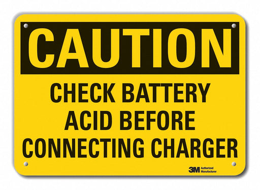 Rflct Batt. Hzrd Caution Sign 7x10in