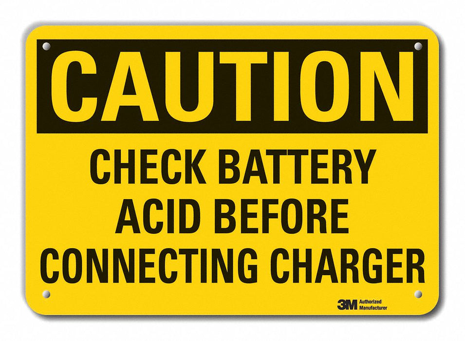 Rflct Batt. Hzrd Caution Sign 7x10in