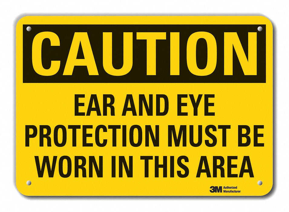 Rflct Eye Ear Caution Sign 10x14in Alum