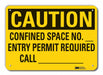 Rflct Confined Space Caution Sign 7x10in