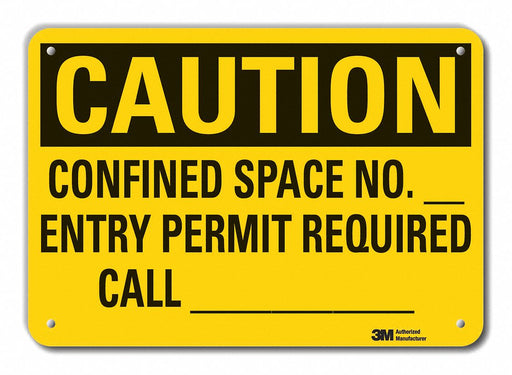 Rflct Confined Space Caution Sign 7x10in